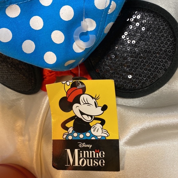 NWT Disney Minnie Mouse PARK Cap with Sequenced EARS! Blue/White Polka Dots💙❤️ - Picture 7 of 11